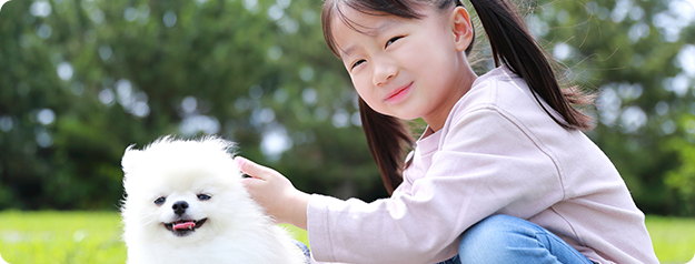 子どもと犬の写真